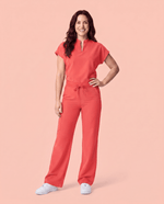 Women's High Waisted Wide Leg Pant Coral - Scrubloop