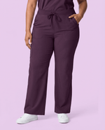 Women's High Waisted Wide Leg Pant Deep Eggplant - Scrubloop