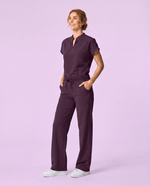 Women's High Waisted Wide Leg Pant Deep Eggplant - Scrubloop
