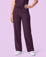 Women's High Waisted Wide Leg Pant Deep Eggplant - Scrubloop