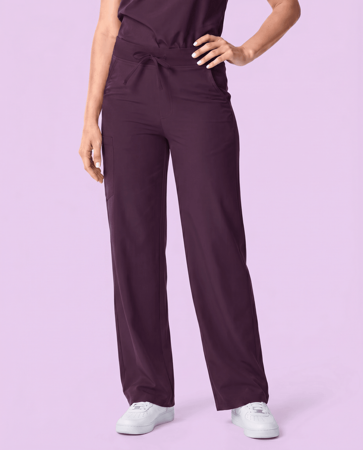 Women's High Waisted Wide Leg Pant Deep Eggplant