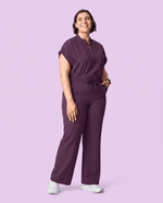 Women's High Waisted Wide Leg Pant Deep Eggplant - Scrubloop