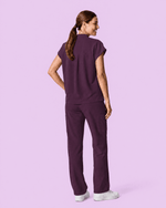 Women's High Waisted Wide Leg Pant Deep Eggplant - Scrubloop