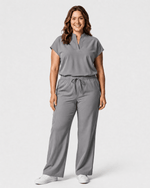 Women's High Waisted Wide Leg Pant Heather Gray - Scrubloop