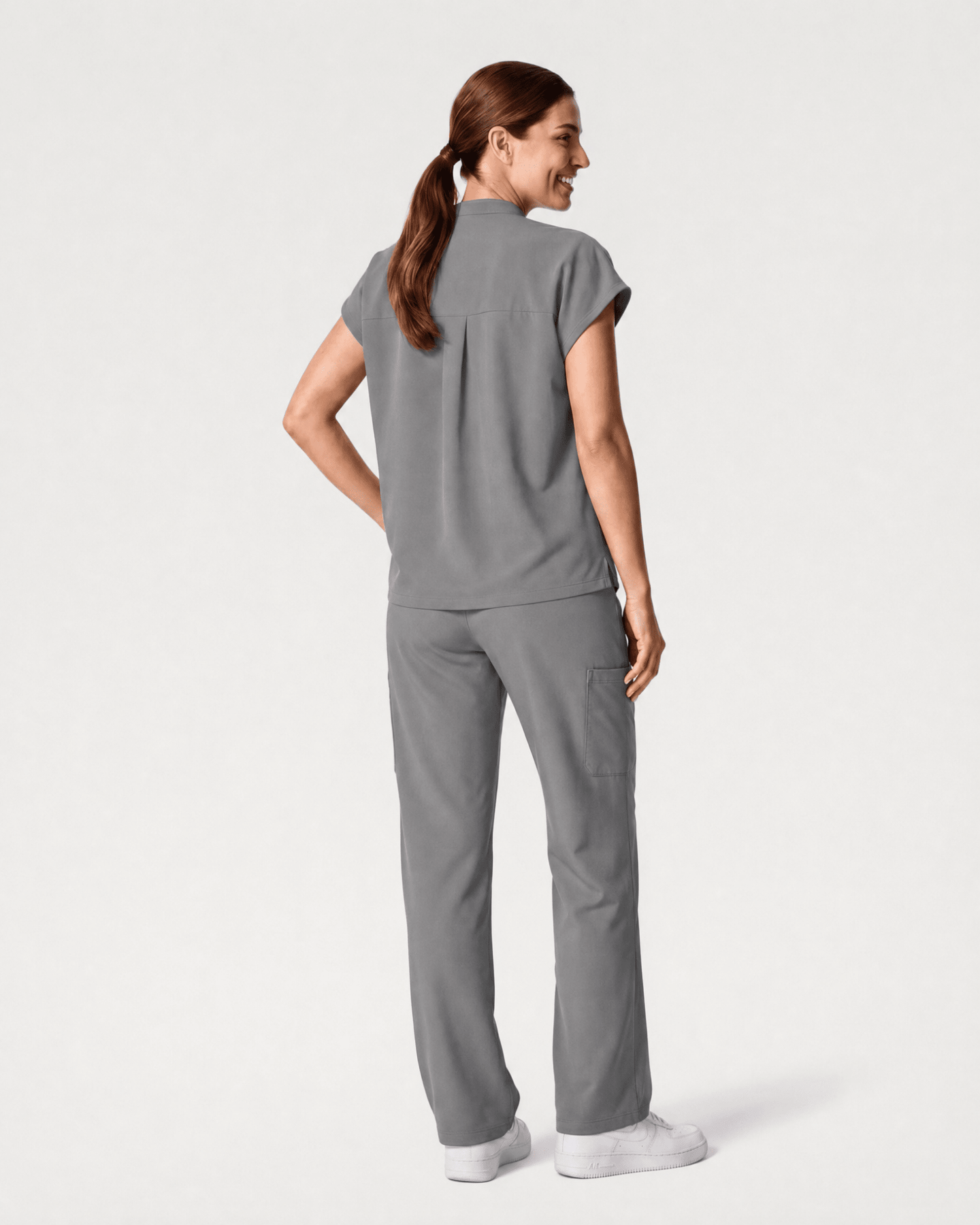 Women's High Waisted Wide Leg Pant Heather Gray - Scrubloop