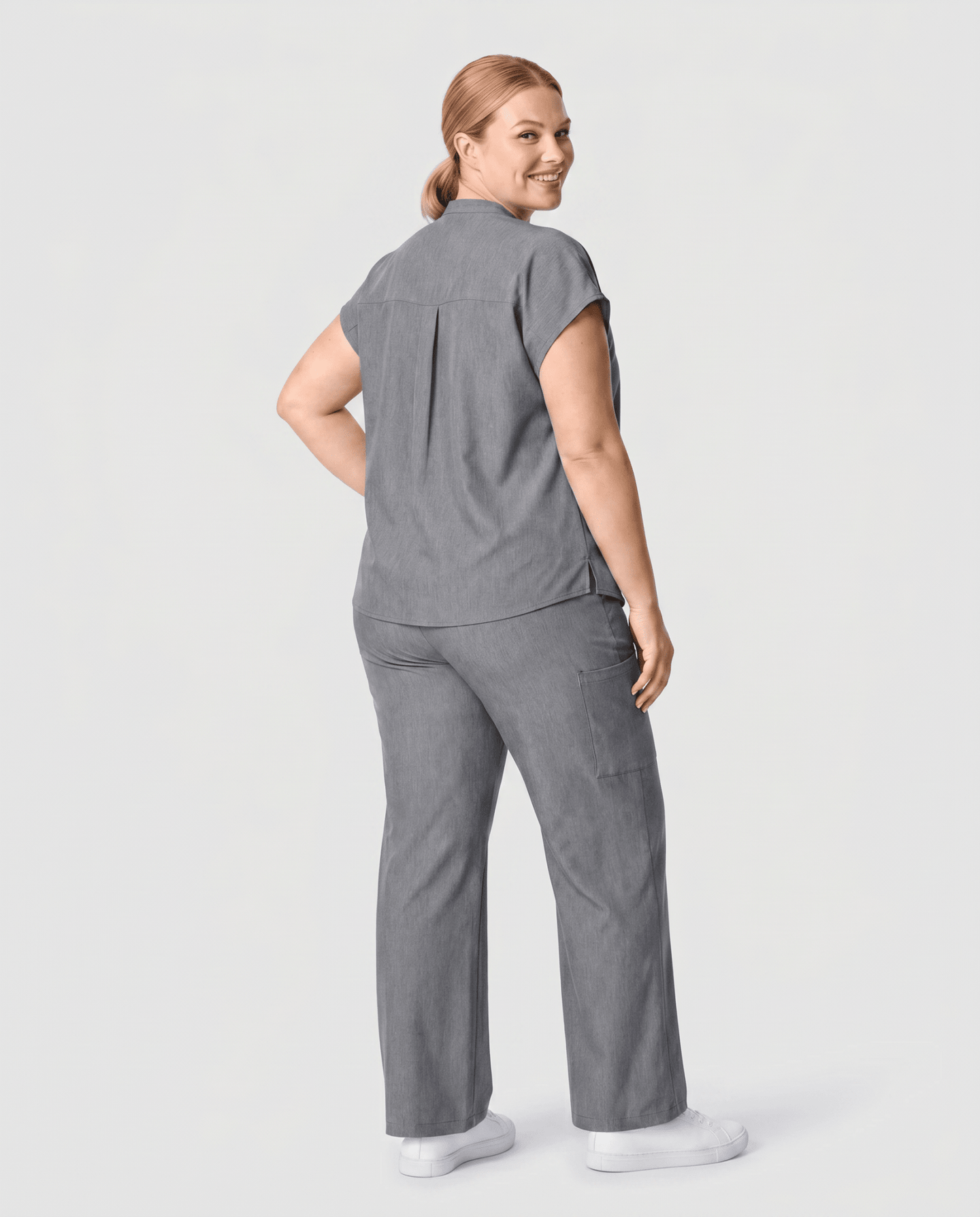 Women's High Waisted Wide Leg Pant Heather Gray - Scrubloop
