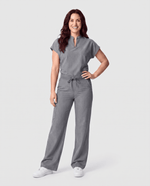 Women's High Waisted Wide Leg Pant Heather Gray - Scrubloop