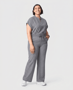 Women's High Waisted Wide Leg Pant Heather Gray - Scrubloop