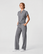 Women's High Waisted Wide Leg Pant Heather Gray - Scrubloop