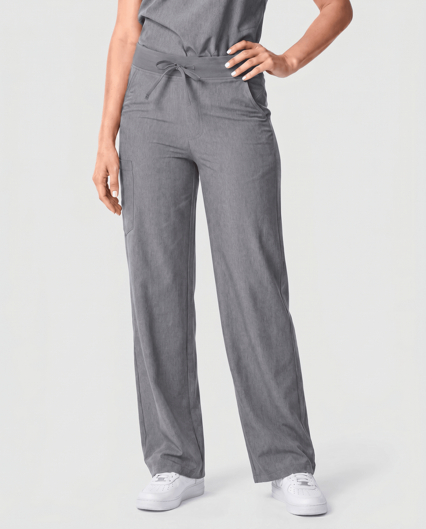 Women's High Waisted Wide Leg Pant Heather Gray - Scrubloop