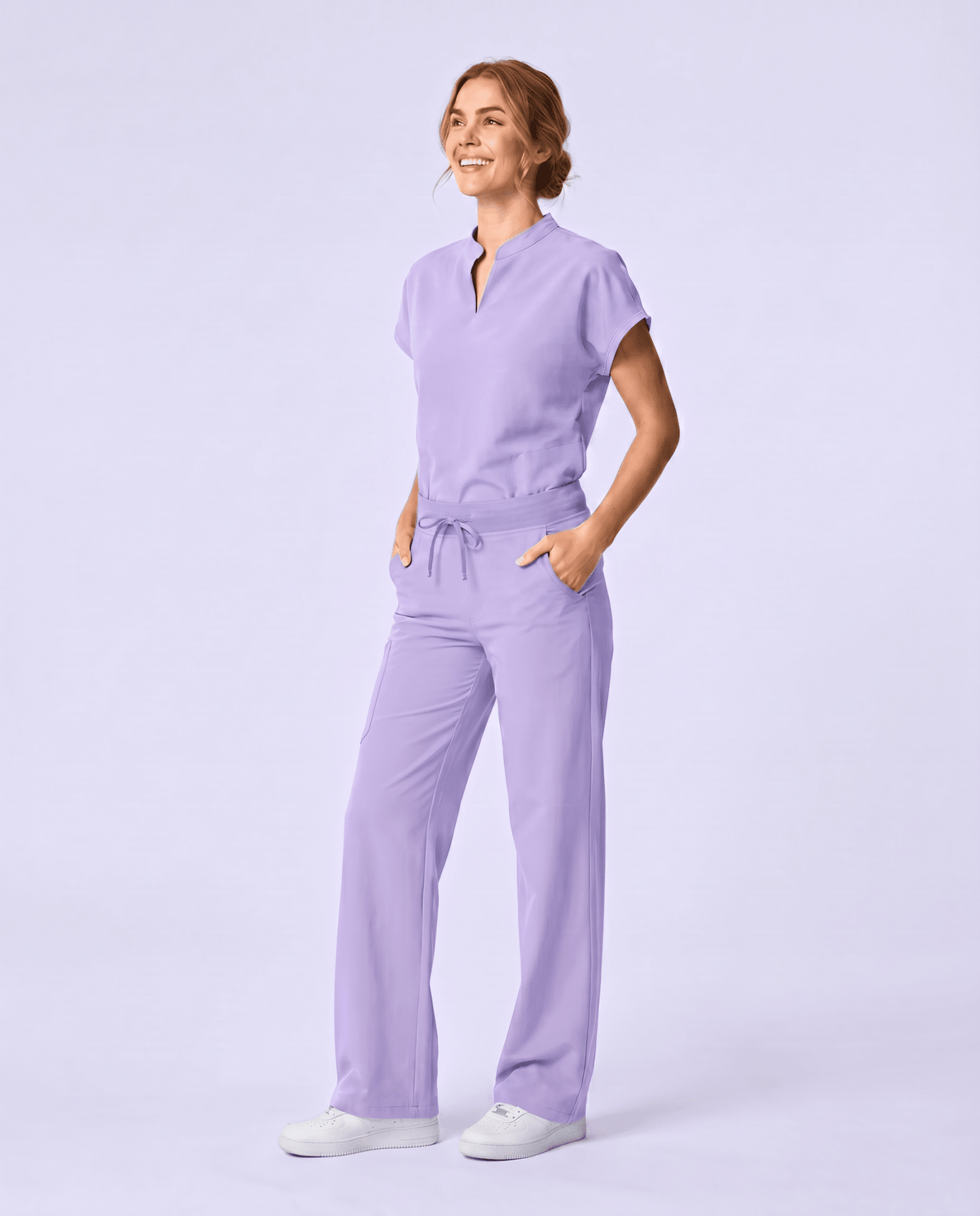 Women's High Waisted Wide Leg Pant Lavender - Scrubloop