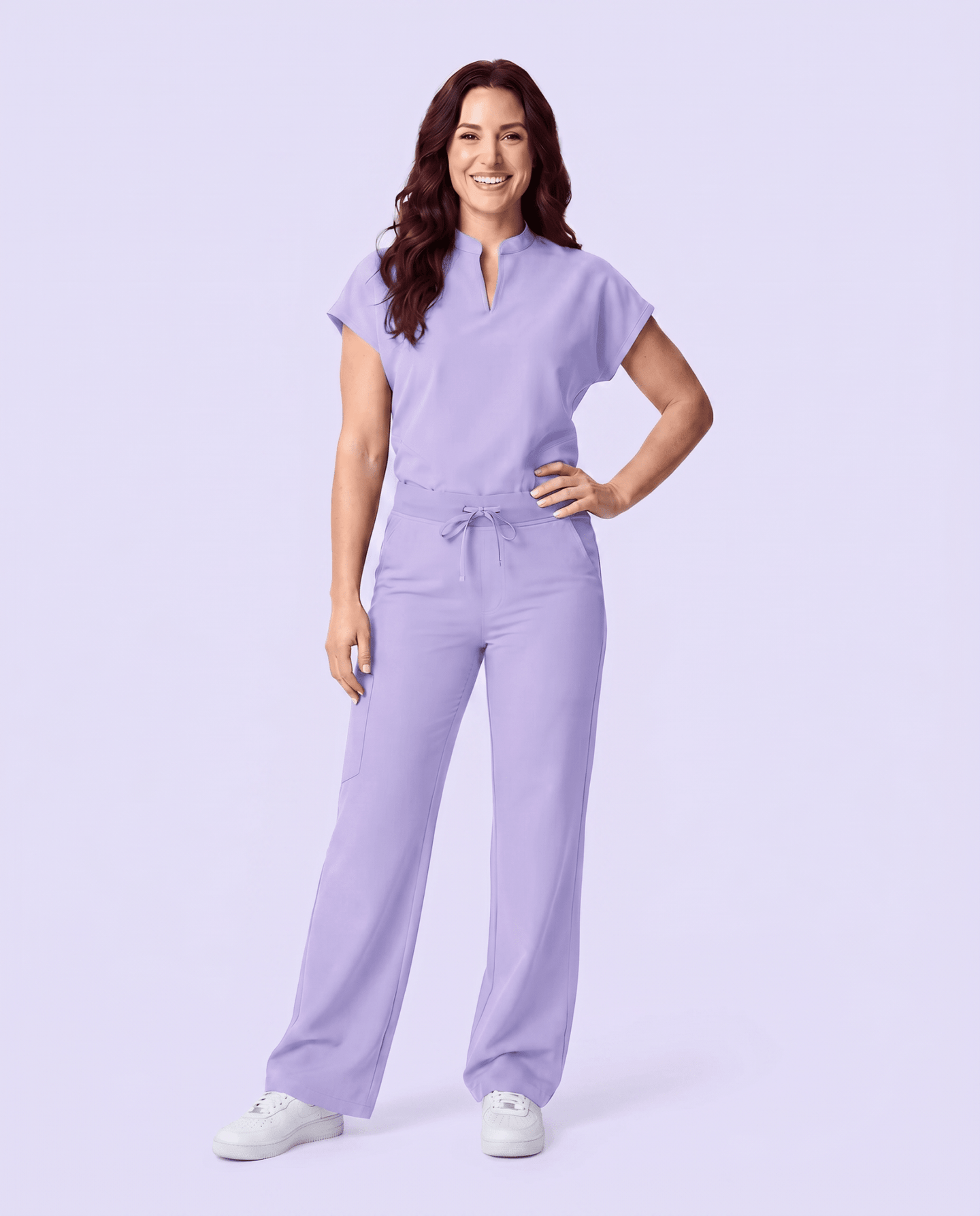 Women's High Waisted Wide Leg Pant Lavender - Scrubloop