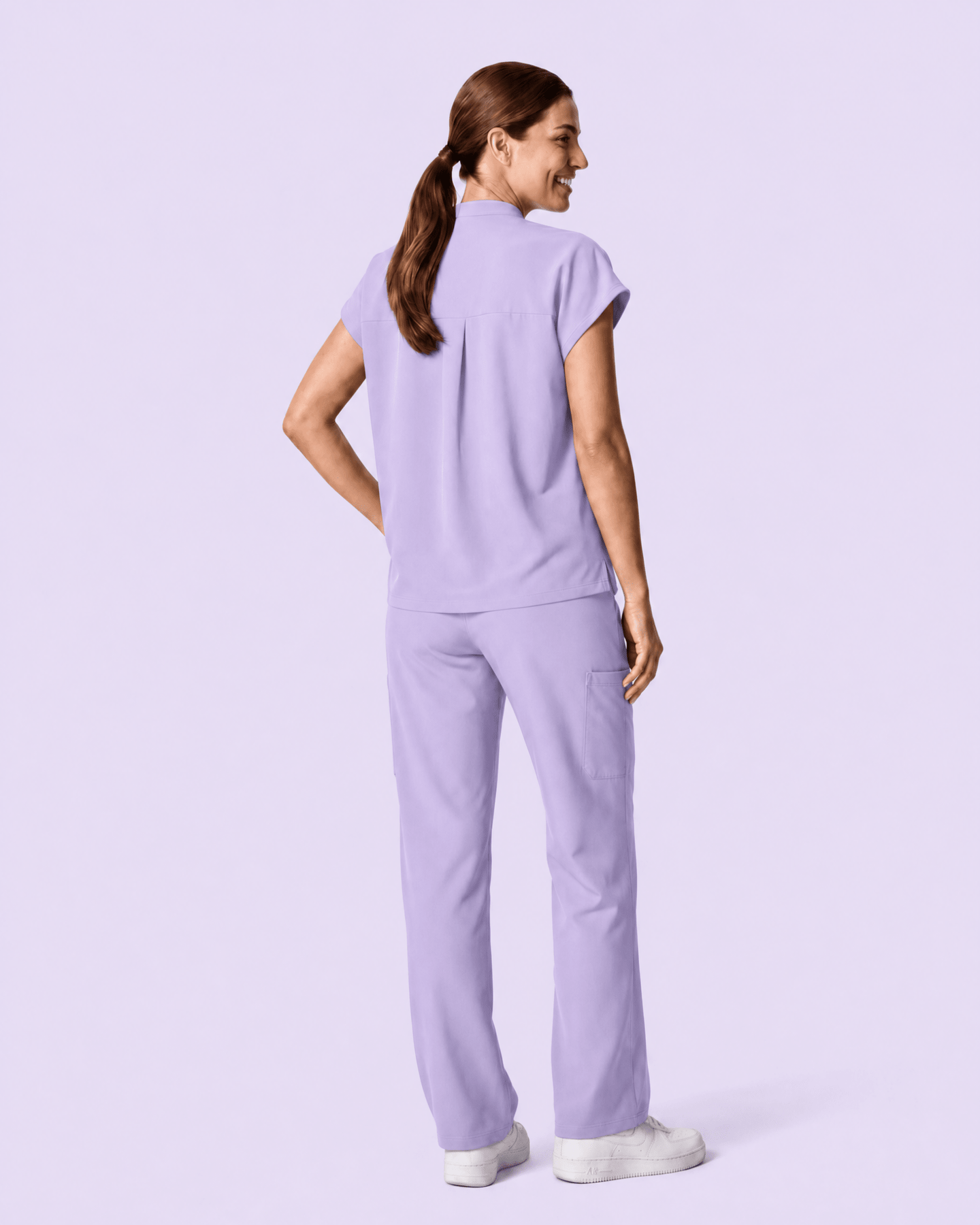Women's High Waisted Wide Leg Pant Lavender - Scrubloop