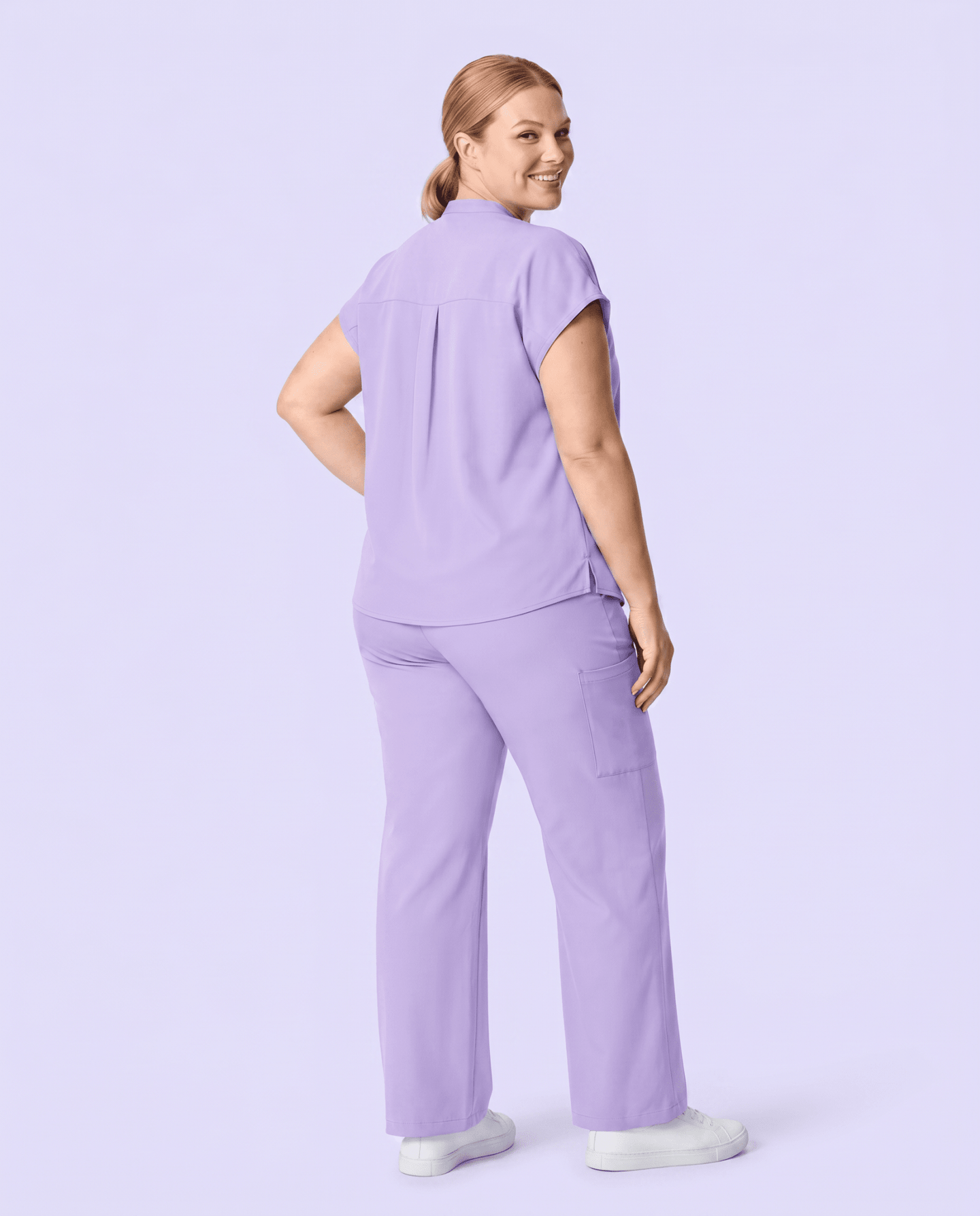Women's High Waisted Wide Leg Pant Lavender - Scrubloop