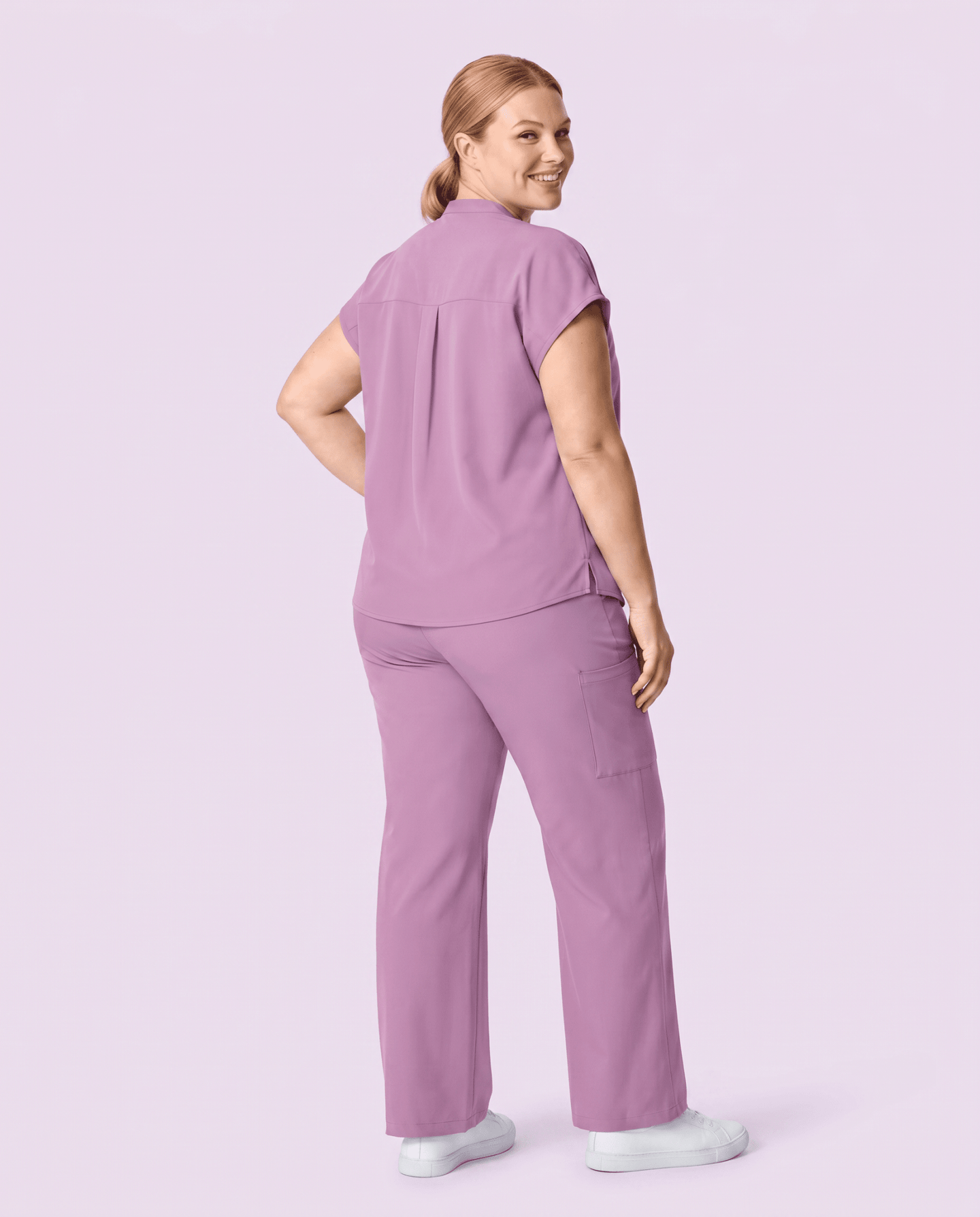 Women's High Waisted Wide Leg Pant Lilac - Scrubloop
