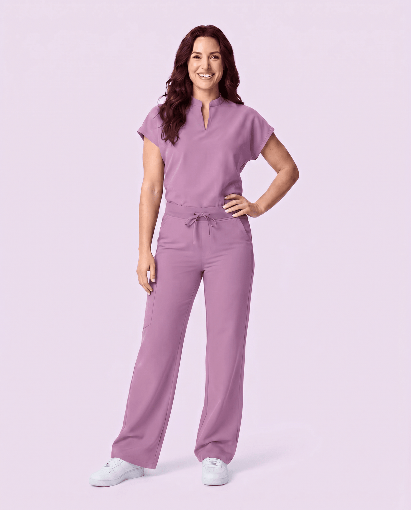 Women's High Waisted Wide Leg Pant Lilac - Scrubloop