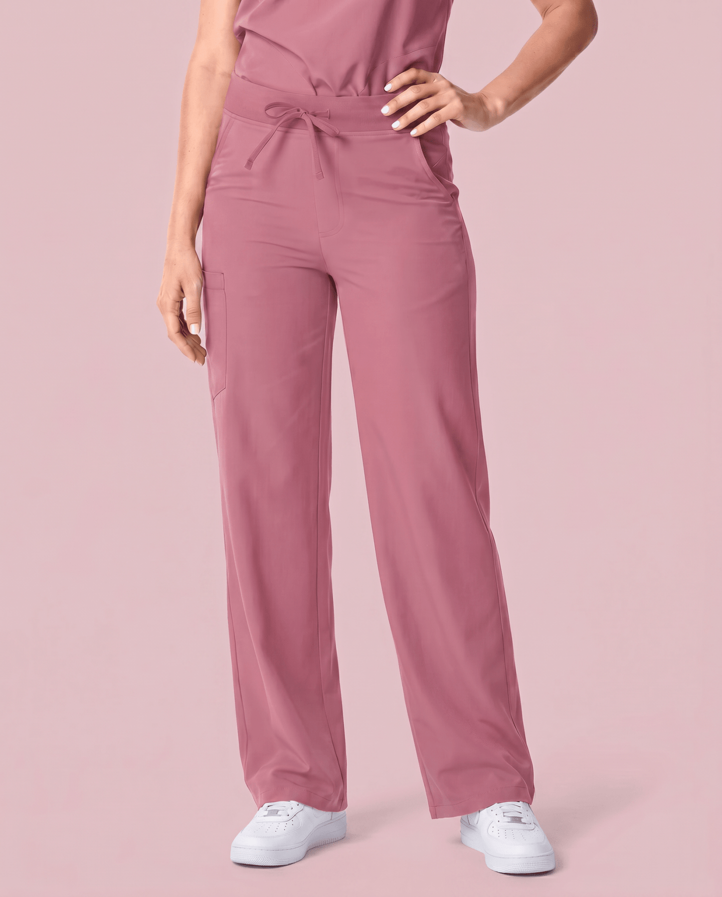 Women's High Waisted Wide Leg Pant Mauve - Scrubloop