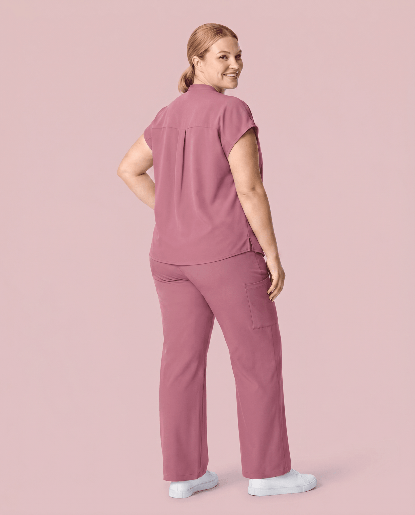 Women's High Waisted Wide Leg Pant Mauve - Scrubloop