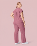 Women's High Waisted Wide Leg Pant Mauve - Scrubloop