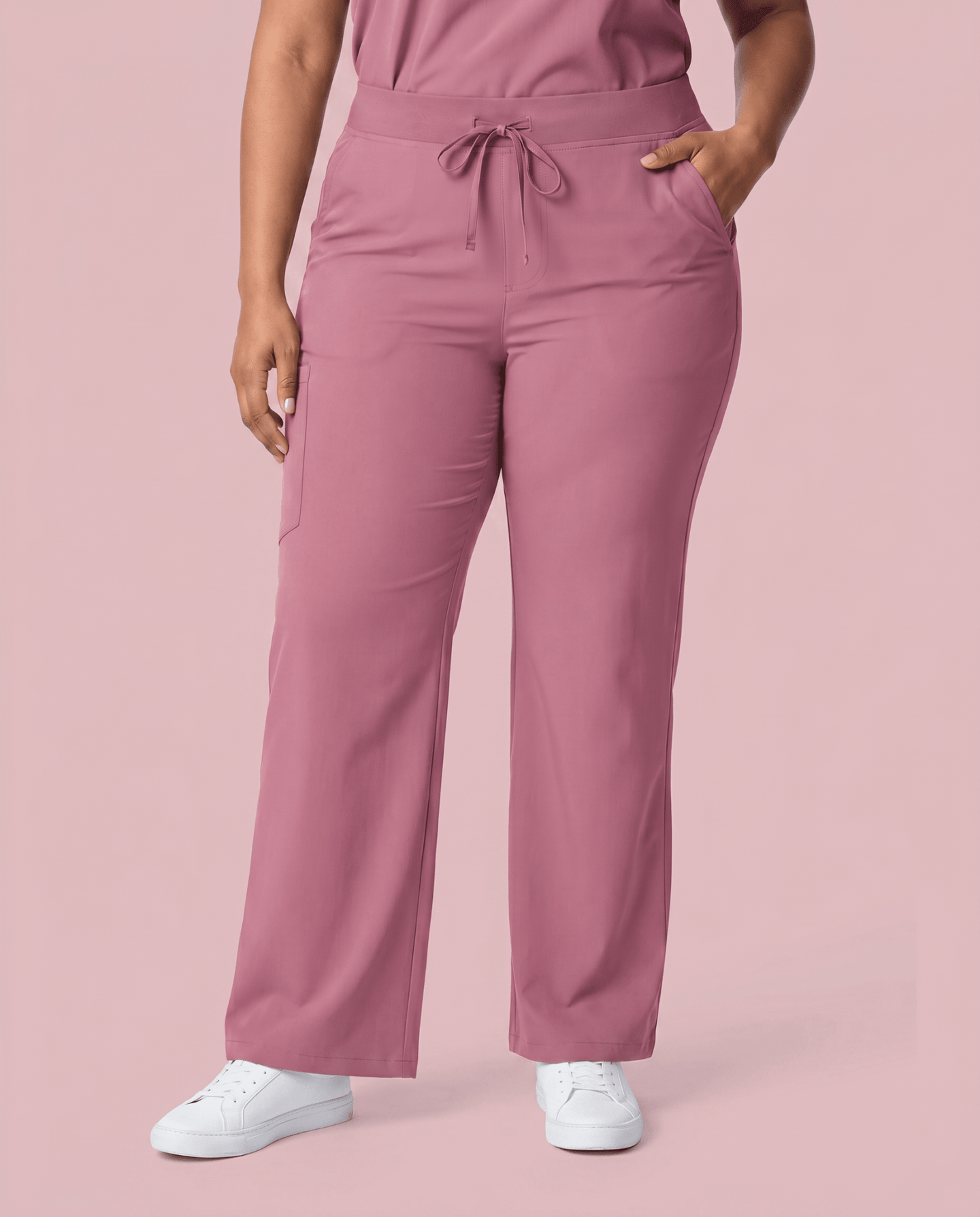 Women's High Waisted Wide Leg Pant Mauve - Scrubloop
