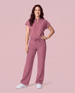 Women's High Waisted Wide Leg Pant Mauve - Scrubloop