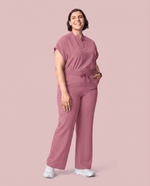 Women's High Waisted Wide Leg Pant Mauve - Scrubloop