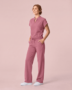Women's High Waisted Wide Leg Pant Mauve - Scrubloop
