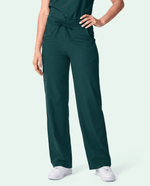 Women's High Waisted Wide Leg Pant Midnight Green - Scrubloop