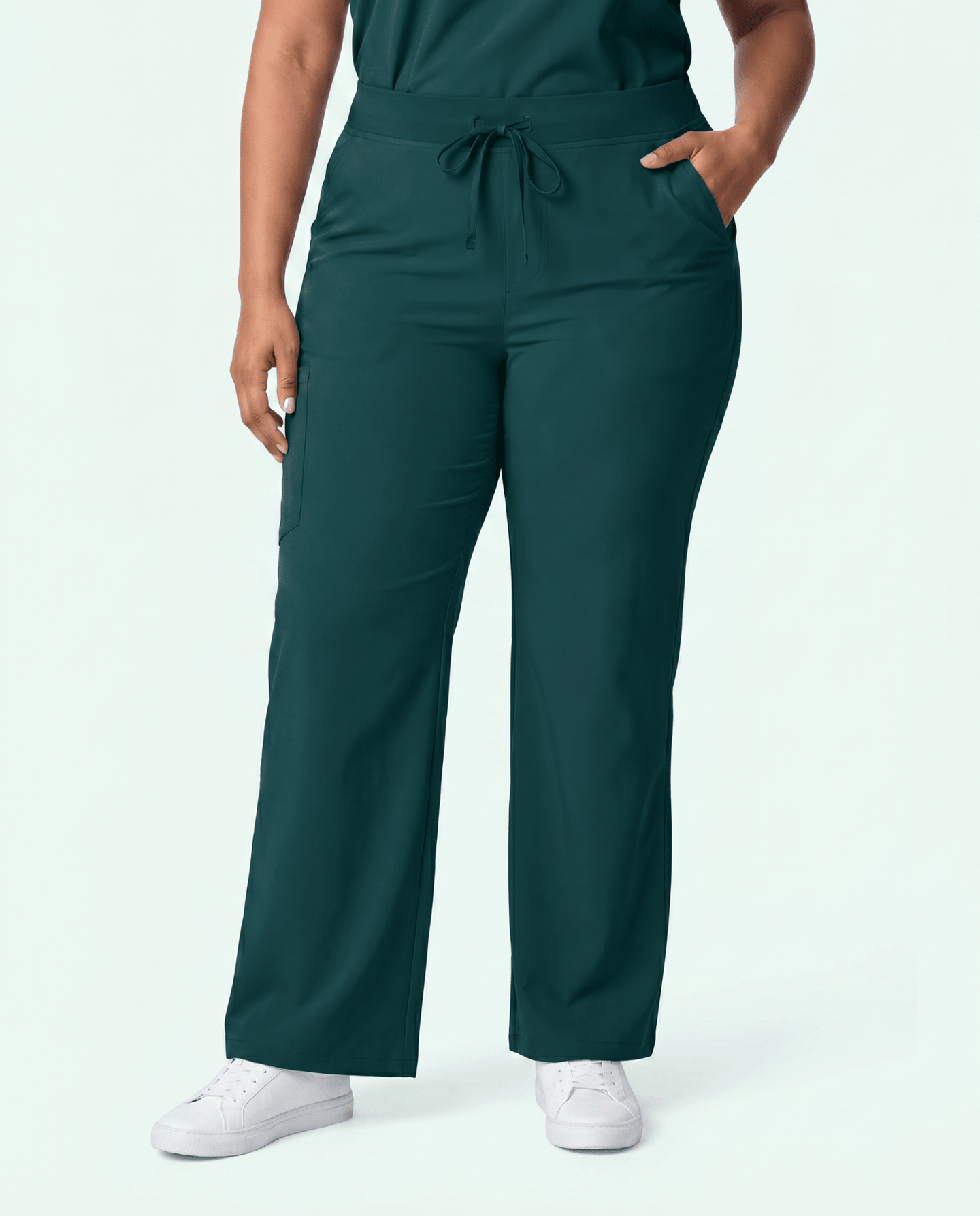 Women's High Waisted Wide Leg Pant Midnight Green - Scrubloop