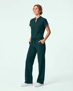 Women's High Waisted Wide Leg Pant Midnight Green - Scrubloop