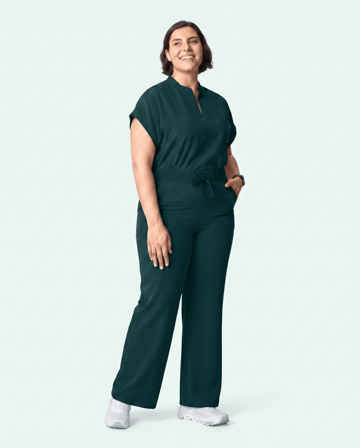 Women's High Waisted Wide Leg Pant Midnight Green