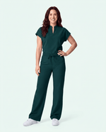 Women's High Waisted Wide Leg Pant Midnight Green - Scrubloop