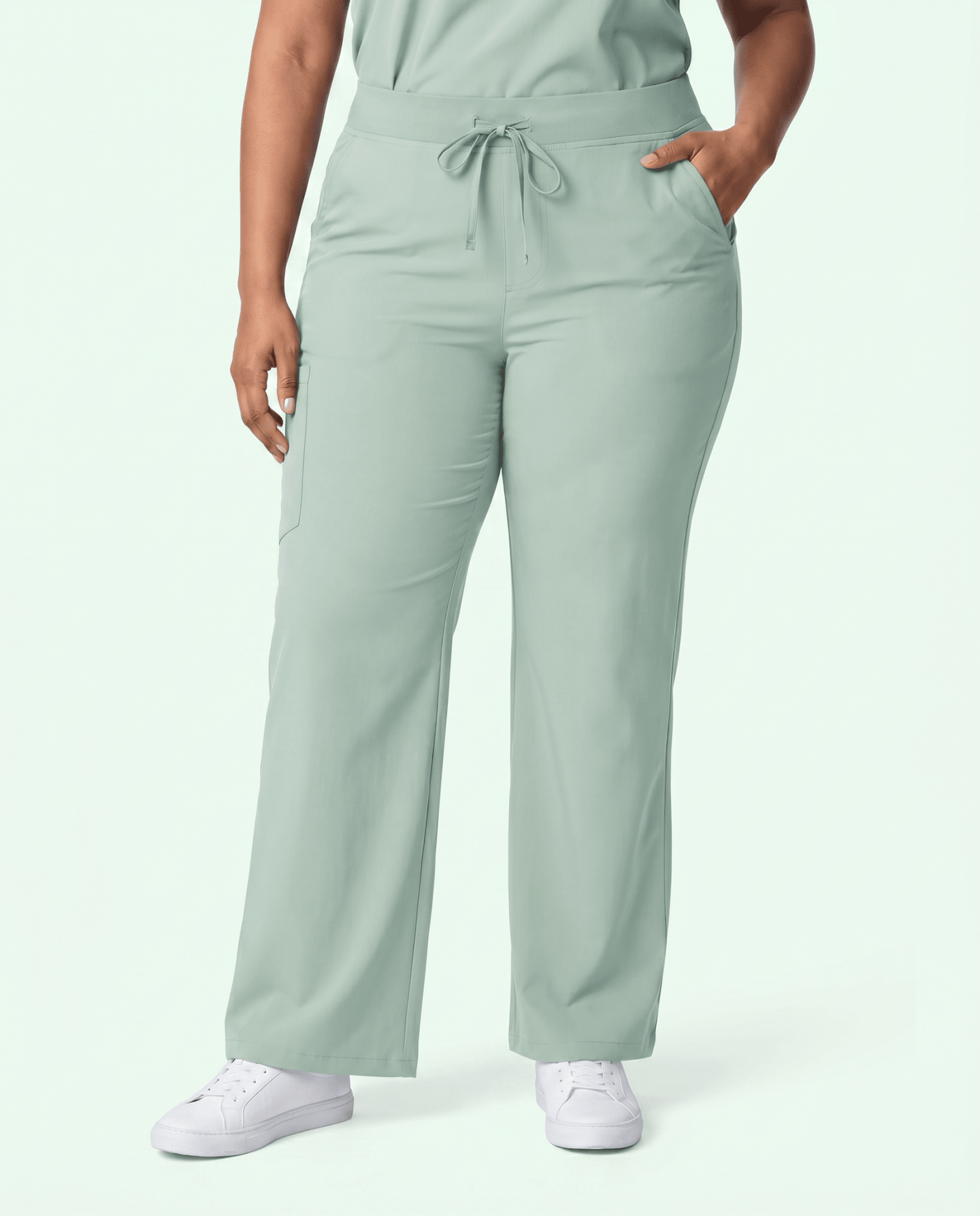 Women's High Waisted Wide Leg Pant Mint - Scrubloop