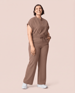 Women's High Waisted Wide Leg Pant Mocha - Scrubloop