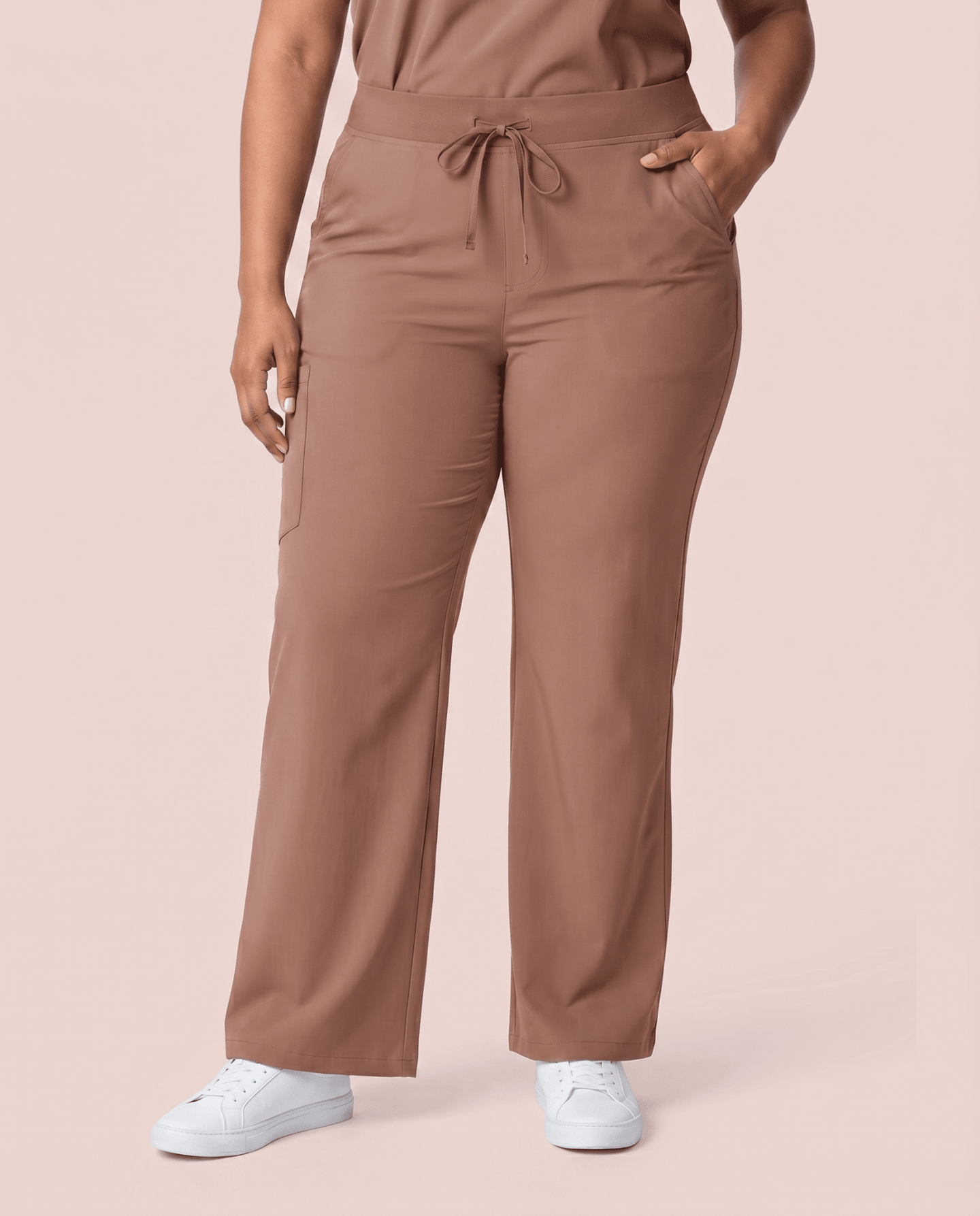 Women's High Waisted Wide Leg Pant Mocha - Scrubloop