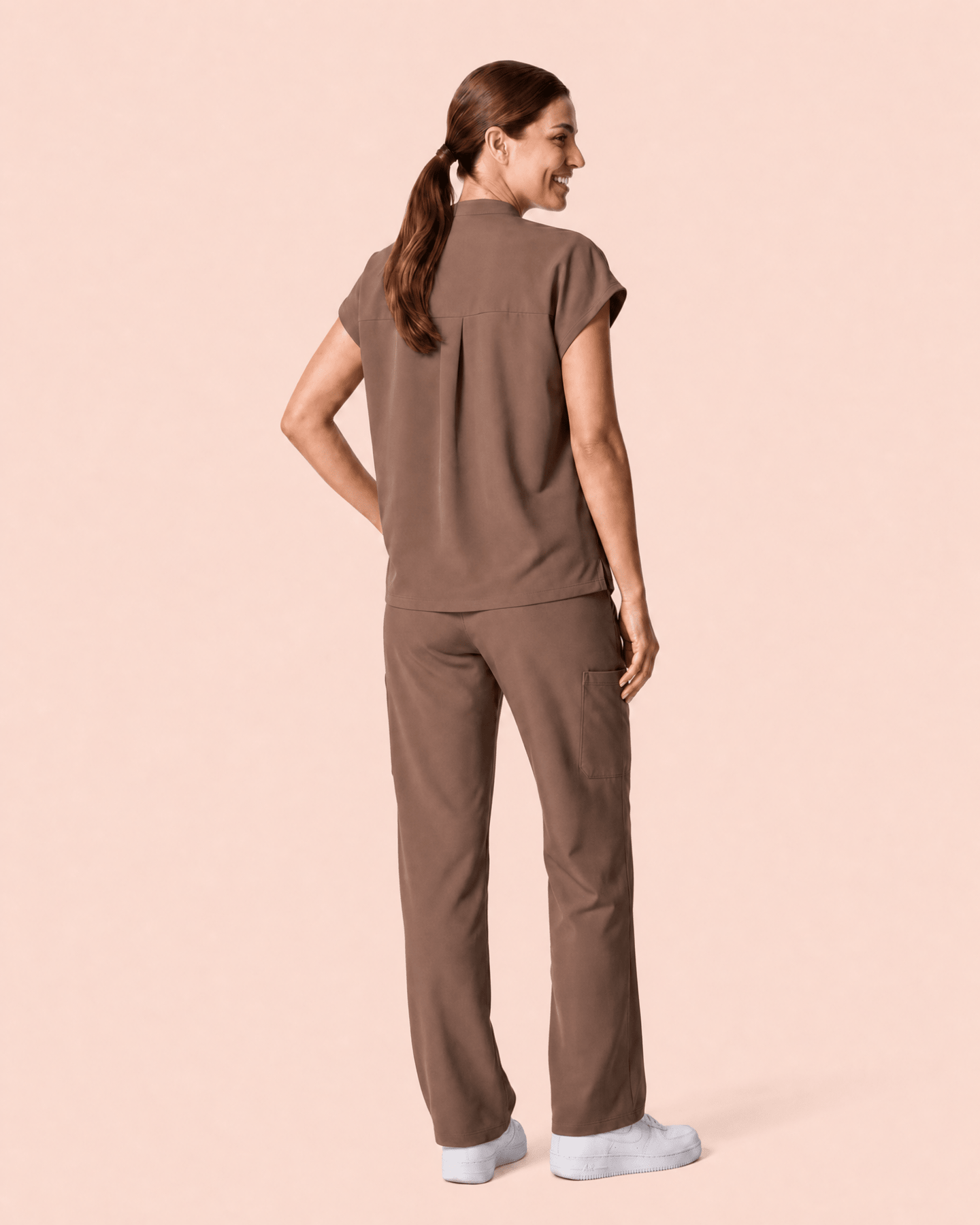 Women's High Waisted Wide Leg Pant Mocha - Scrubloop