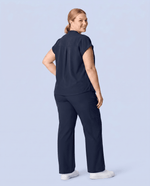 Women's High Waisted Wide Leg Pant Navy - Scrubloop