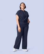 Women's High Waisted Wide Leg Pant Navy - Scrubloop