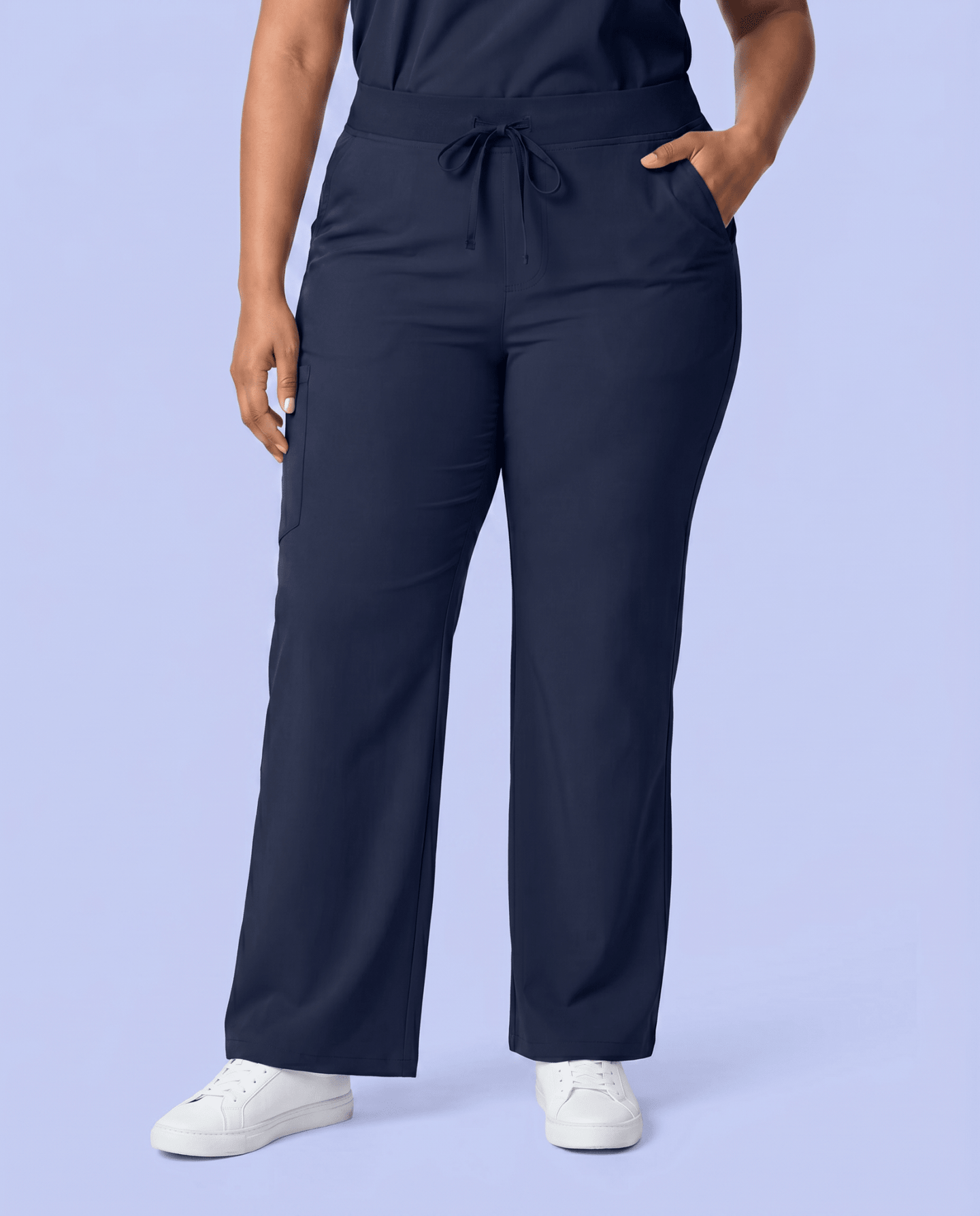 Women's High Waisted Wide Leg Pant Navy - Scrubloop