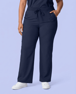 Women's High Waisted Wide Leg Pant Navy - Scrubloop