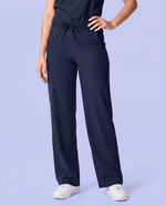 Women's High Waisted Wide Leg Pant Navy - Scrubloop