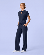 Women's High Waisted Wide Leg Pant Navy - Scrubloop
