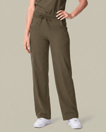 Women's High Waisted Wide Leg Pant Olive - Scrubloop