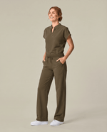 Women's High Waisted Wide Leg Pant Olive - Scrubloop