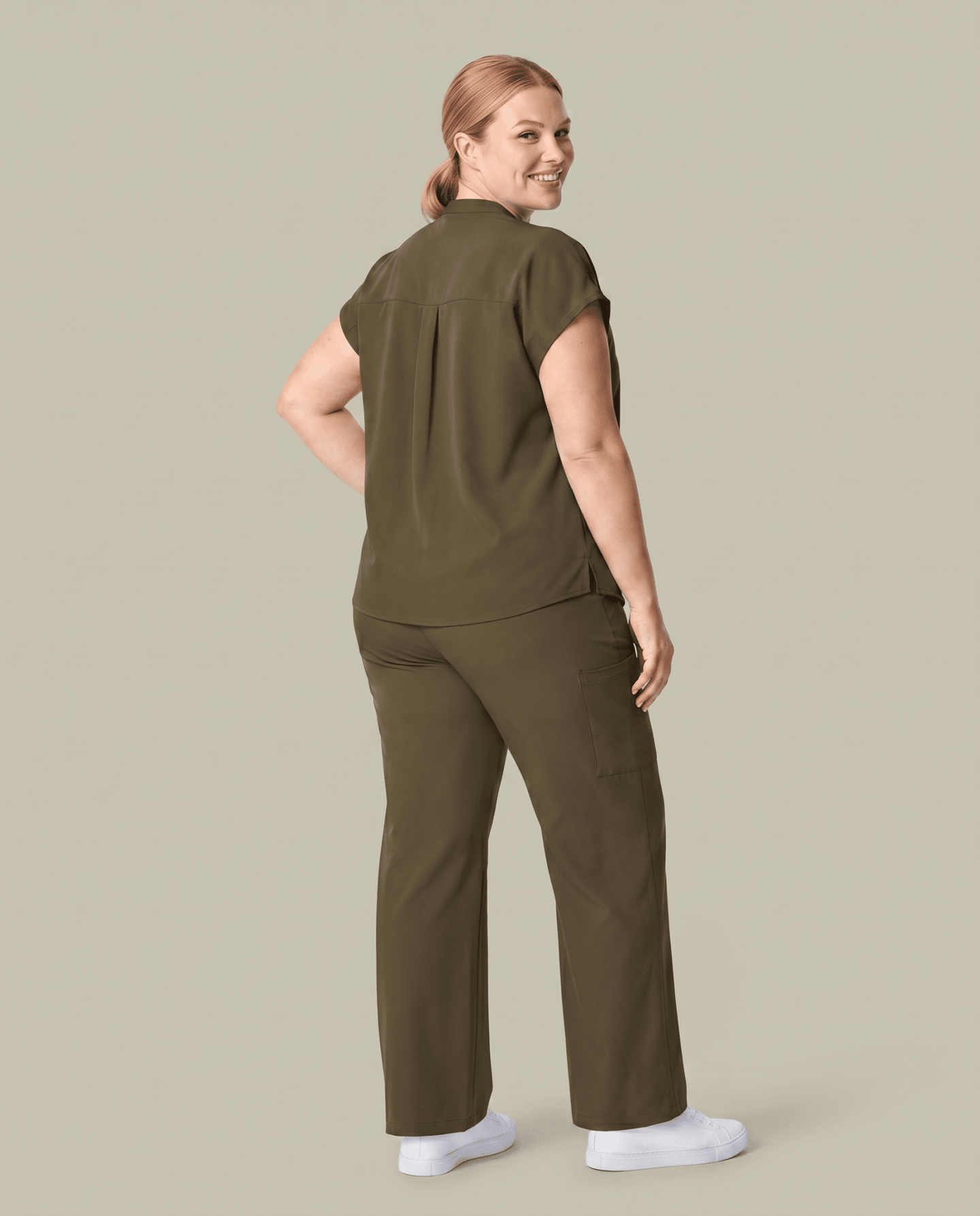 Women's High Waisted Wide Leg Pant Olive - Scrubloop