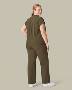 Women's High Waisted Wide Leg Pant Olive - Scrubloop