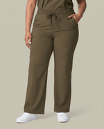 Women's High Waisted Wide Leg Pant Olive - Scrubloop