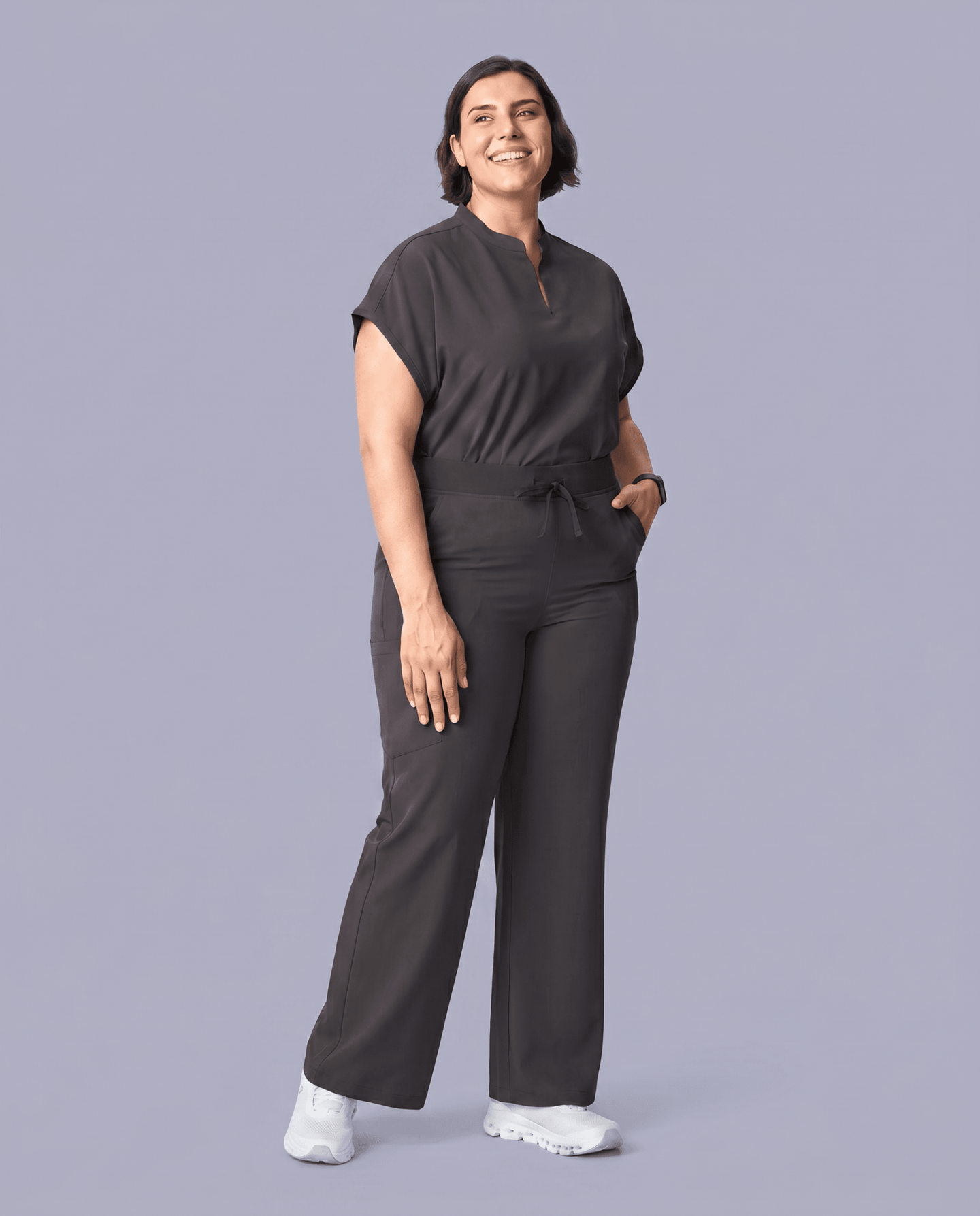 Women's High Waisted Wide Leg Pant Pewter - Scrubloop