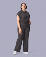 Women's High Waisted Wide Leg Pant Pewter - Scrubloop