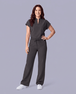 Women's High Waisted Wide Leg Pant Pewter - Scrubloop
